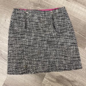 Ann Taylor x LOFT White/Black Woven Mini Skirt